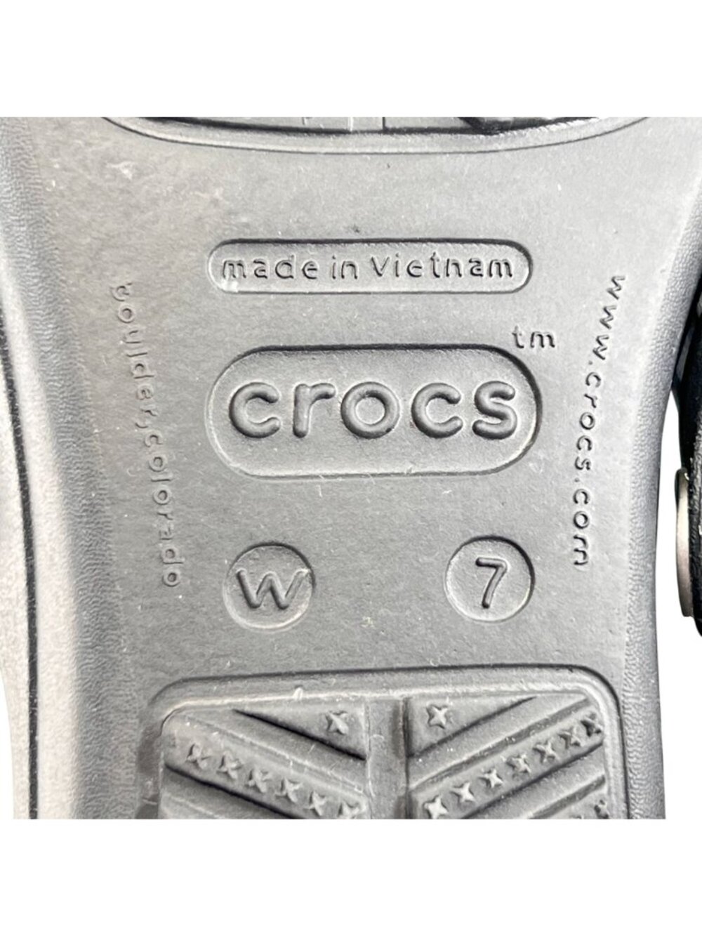 Crocs Sanrah Wedge Sandals Black Flip Flop Thong W7 Silver Circle Womens 14153 - Picture 5 of 14